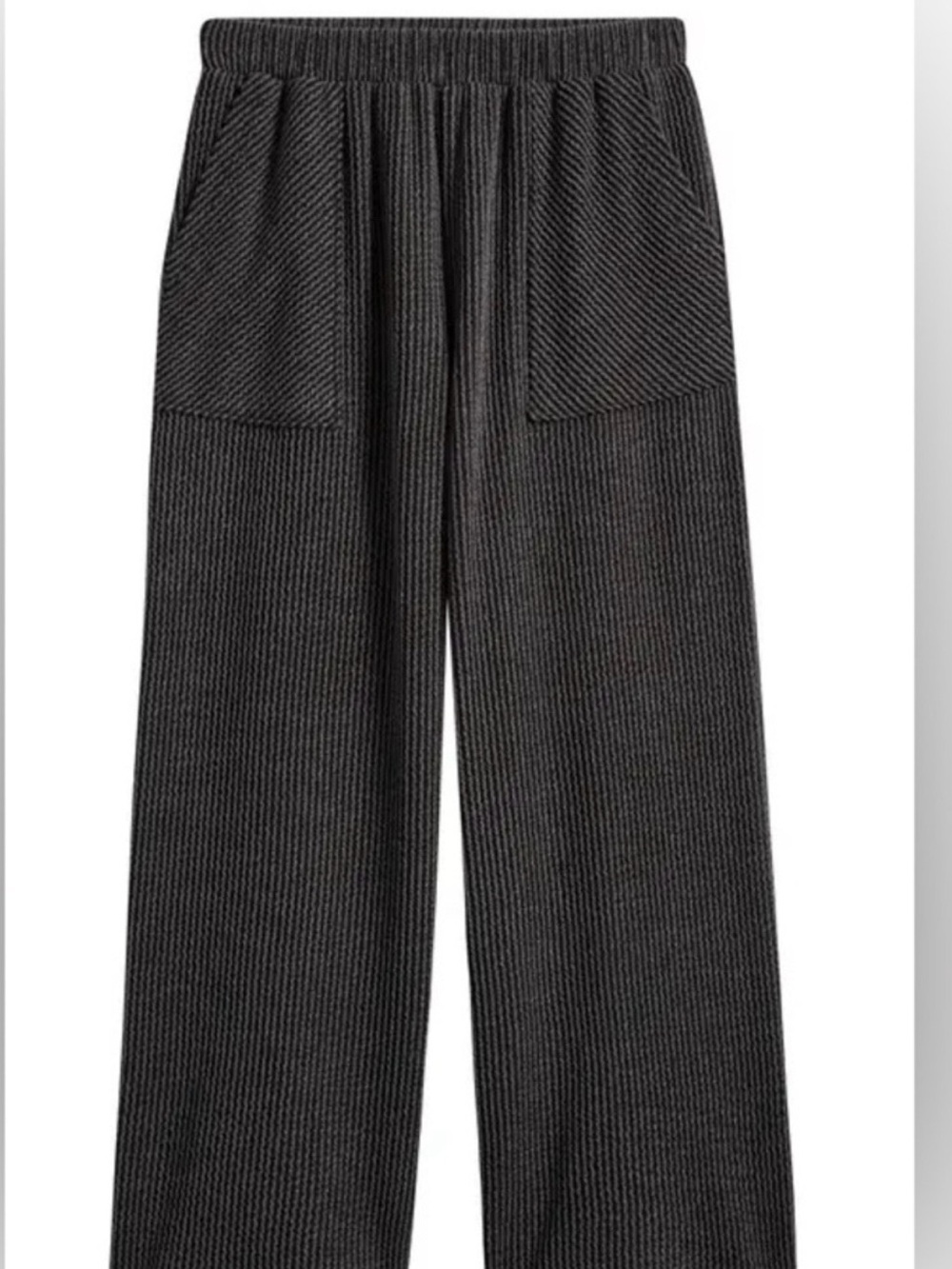 Good Luck Gem Wide Leg Ribbed Knit Pants in Charcoal